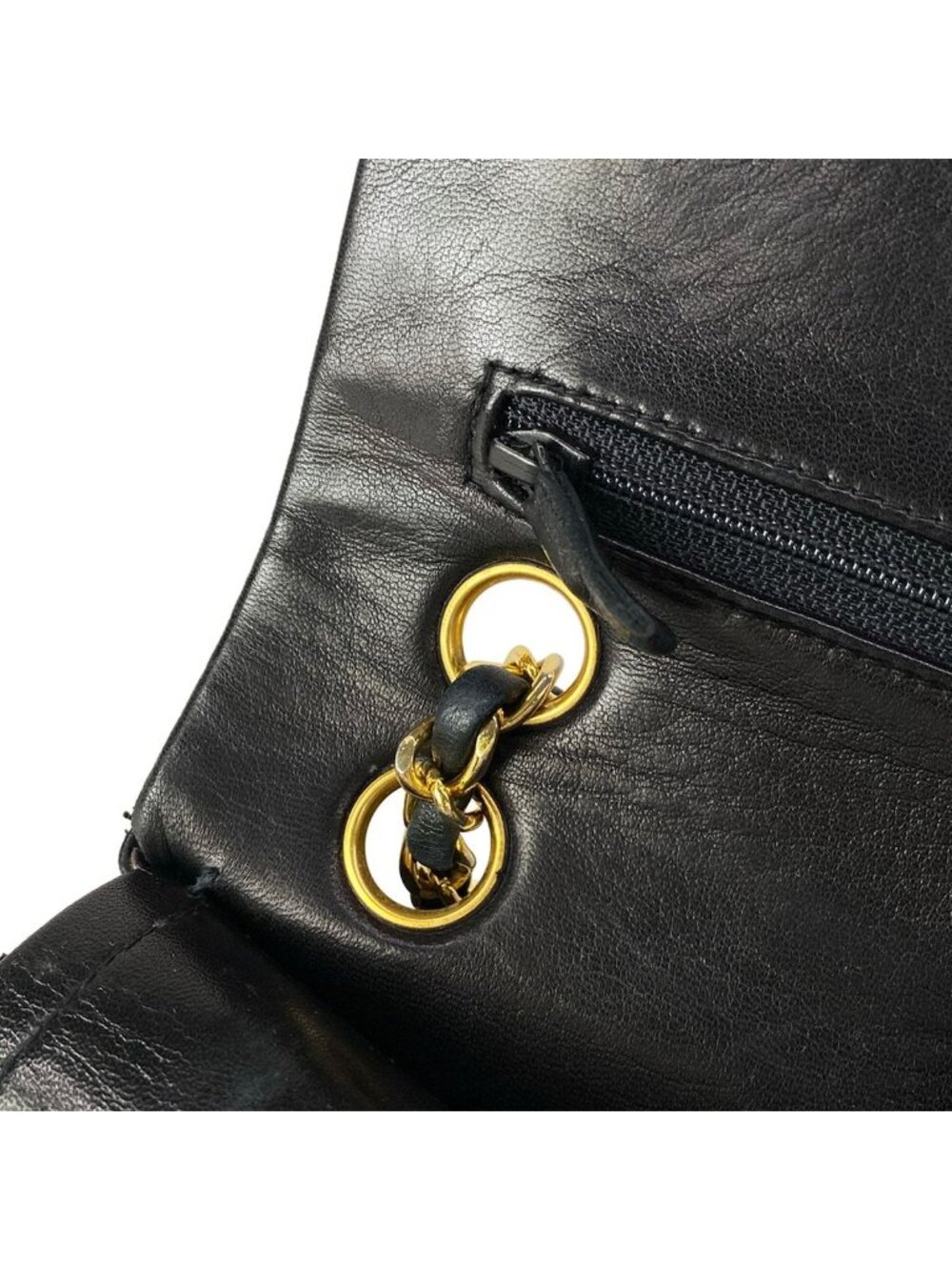 Chanel Shoulder Bag Double Flap Quilted Black Chain Gold Lambskin - Picture 15 of 15
